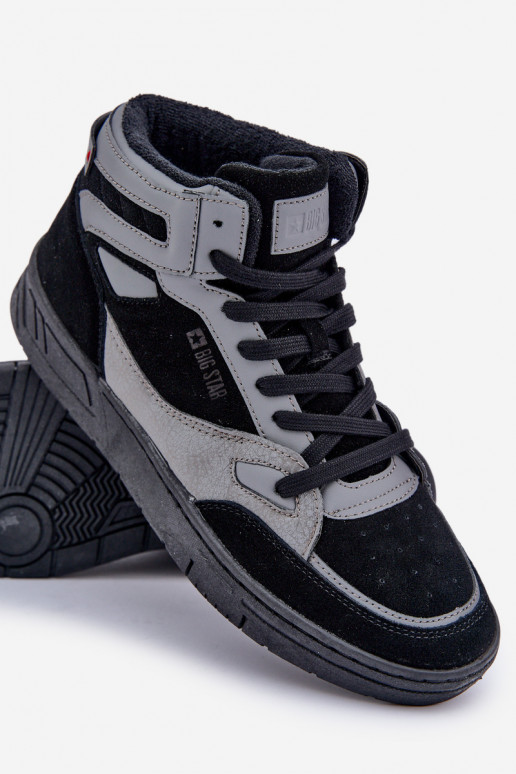 de camurça À modalo de tênis Tem que sercho Big Star OO174303 Hi-Poly System Preto e-cor cinza