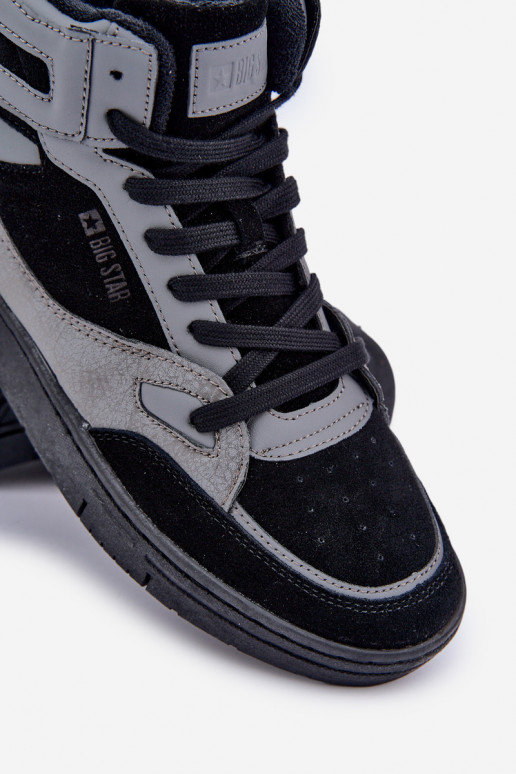 de camurça À modalo de tênis Tem que sercho Big Star OO174303 Hi-Poly System Preto e-cor cinza