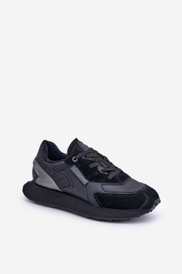 Sapatos masculinos de couro estilo esportivo Big Star OO174297 Hi-Poly System cor preta