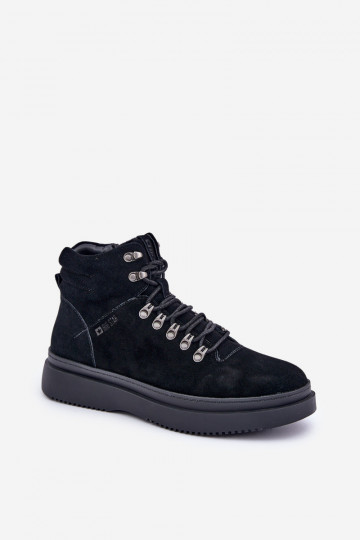 Sapatos masculinos de camurça quentes Big Star OO174187 cor preta
