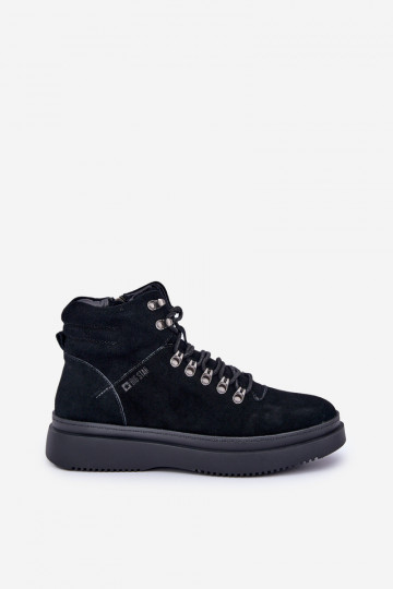 Sapatos masculinos de camurça quentes Big Star OO174187 cor preta 2
