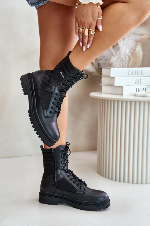 Pele sapato Botas Tem que sercho aquecimento Big Star OO174164 cor preta Pele sapato Botas Tem que sercho aquecimento Big Star OO174164 cor preta