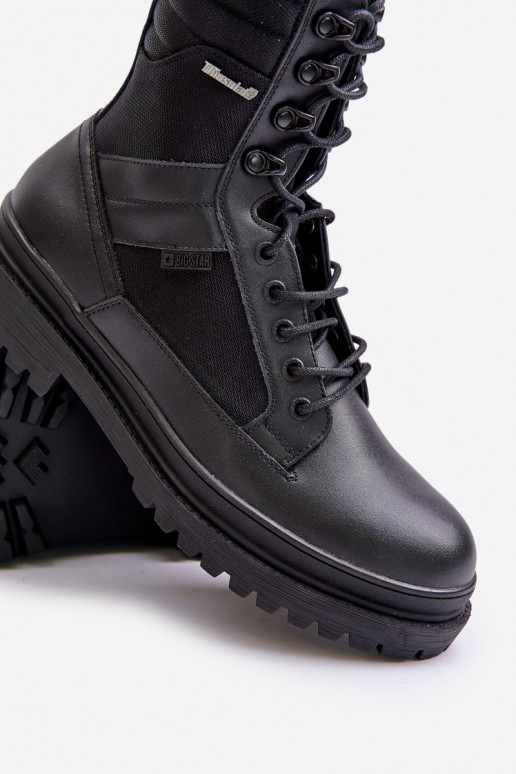 Pele sapato Botas Tem que sercho aquecimento Big Star OO174164 cor preta Pele sapato Botas Tem que sercho aquecimento Big Star OO174164 cor preta