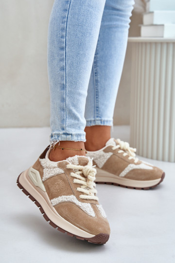Sapatos femininos de couro quentes estilo esportivo Big Star OO274A317 HI-POLY SYSTEM cor areia 2