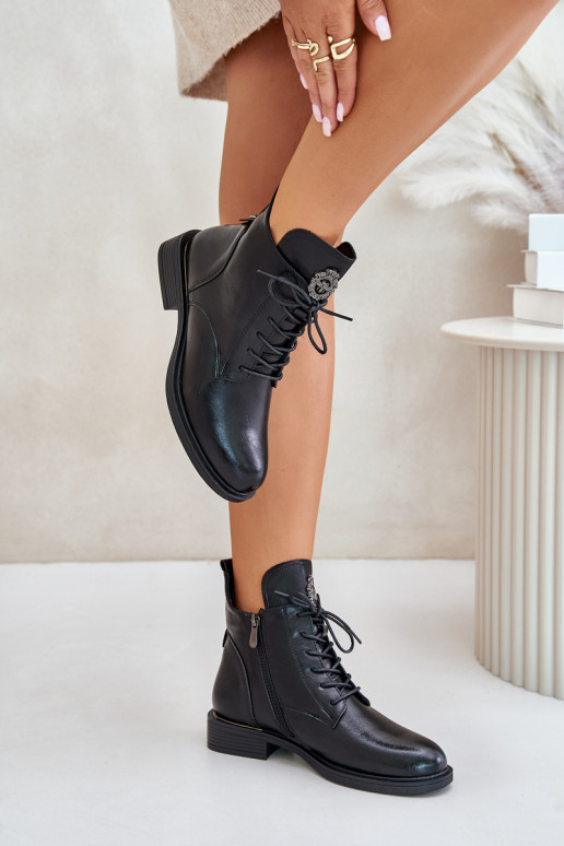 aquecimento Botas com salto largo com enfeites cor preta Leonise aquecimento Botas com salto largo com enfeites cor preta Leonise