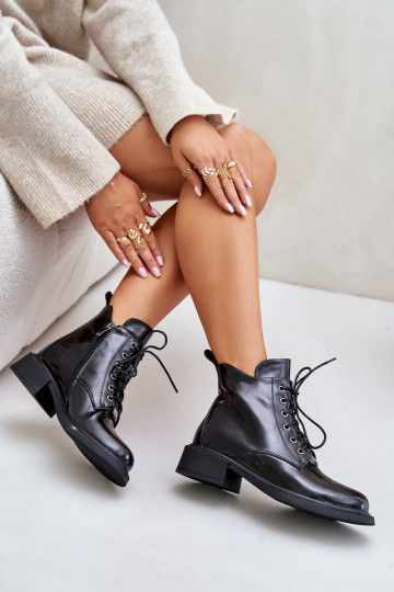 Botas de couro laqueadas quentes Bellani cor preta