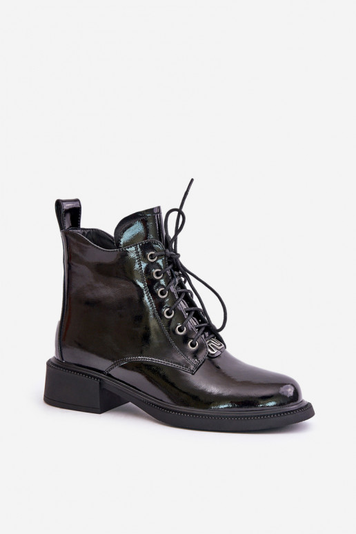 Pele com efeito verniz Botas com aquecimento cor preta Bellani Pele com efeito verniz Botas com aquecimento cor preta Bellani