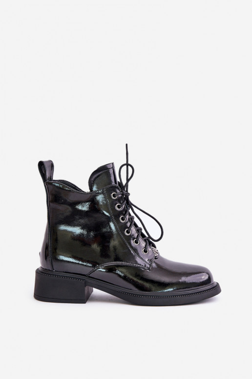Pele com efeito verniz Botas com aquecimento cor preta Bellani Pele com efeito verniz Botas com aquecimento cor preta Bellani