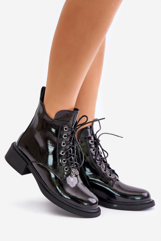 Pele com efeito verniz Botas com aquecimento cor preta Bellani Pele com efeito verniz Botas com aquecimento cor preta Bellani