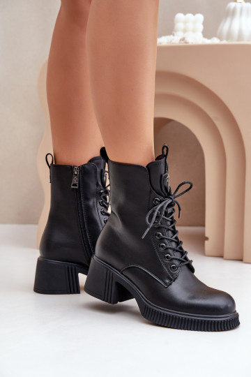 Botas femininas quentes de couro natural Vinceza 66671 cor preta 2