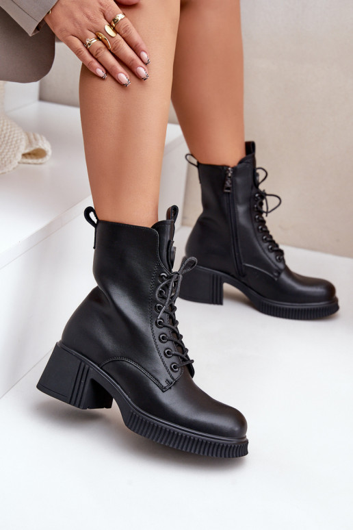 aquecimento Botas femininas Feito de couro natural Vinceza 66671 cor preta