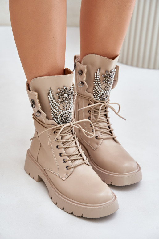 Eko Pele Botins de trabalho Com decoração aquecimento D&A MR880-080 bege Eko Pele Botins de trabalho Com decoração aquecimento D&A MR880-080 bege