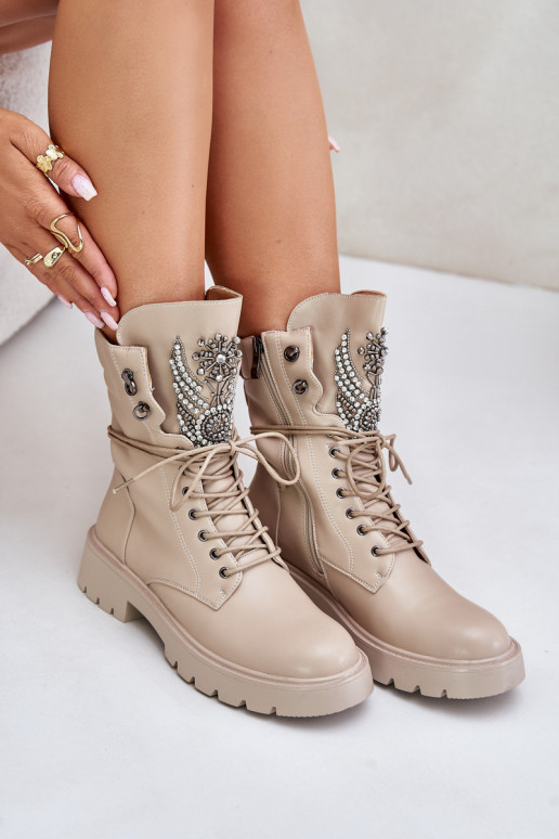 Eko Pele Botins de trabalho Com decoração aquecimento D&A MR880-080 bege Eko Pele Botins de trabalho Com decoração aquecimento D&A MR880-080 bege