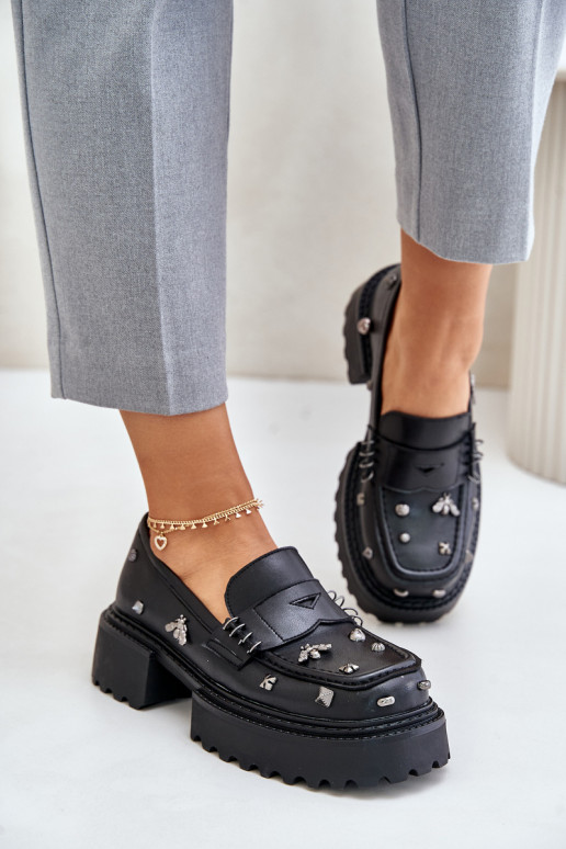 Pele sapato Feminino com lindos detalhes D&A MR880-102 cor preta Pele sapato Feminino com lindos detalhes D&A MR880-102 cor preta