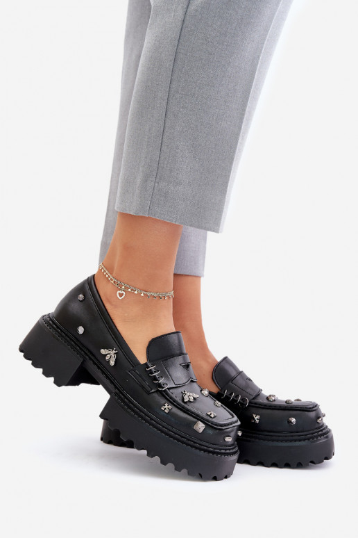 Pele sapato Feminino com lindos detalhes D&A MR880-102 cor preta Pele sapato Feminino com lindos detalhes D&A MR880-102 cor preta