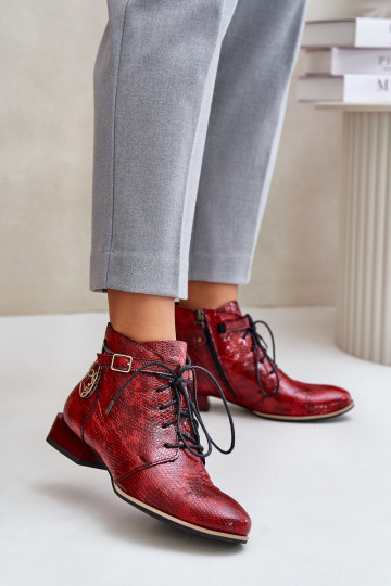 Feminino Pele com efeito verniz Botas Calçados Tem que serciejka 5743A-08 cor vermelha 2