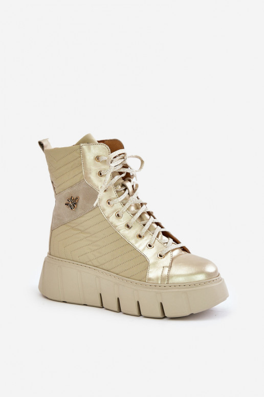 Pele Botas com uma plataforma Tem que serciejka 06751-25 cor dourada