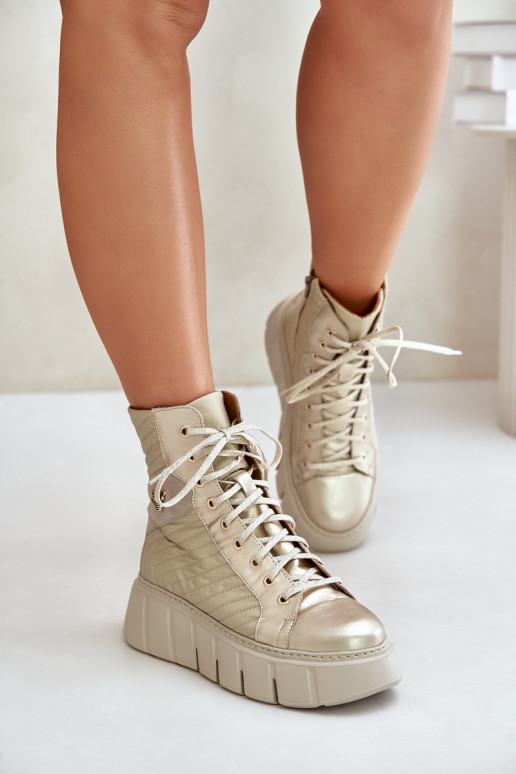 Pele Botas com uma plataforma Tem que serciejka 06751-25 cor dourada