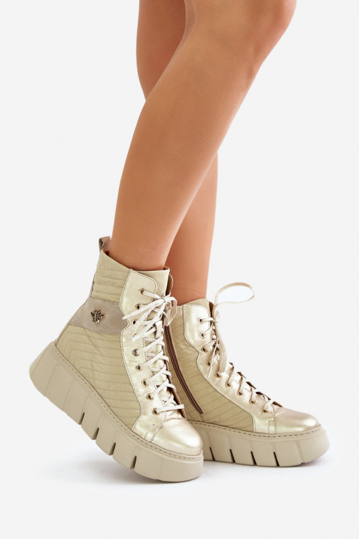 Pele Botas com uma plataforma Tem que serciejka 06751-25 cor dourada