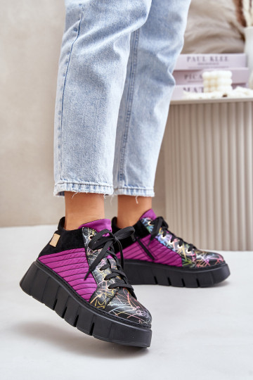 Sapatos em couro de modelo esportivo com plataforma Para Turiciejka 06767-15, cor rosa 2