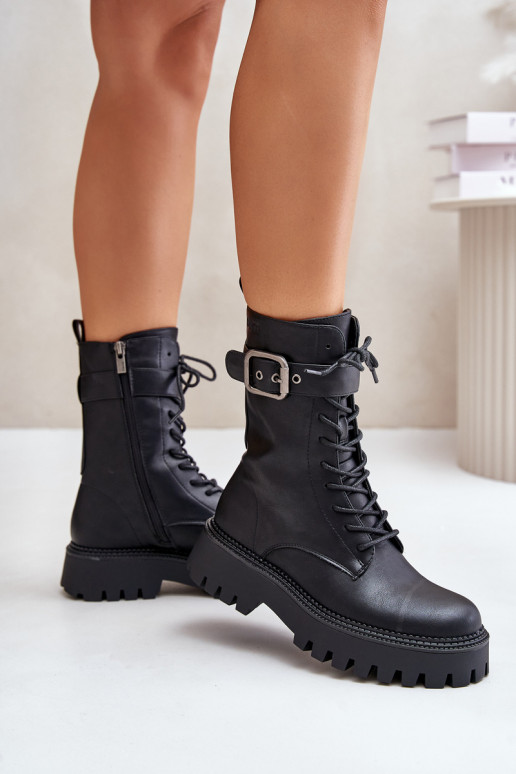 aquecimento Botins de trabalho com fivelas Big Star OO274137 cor preta