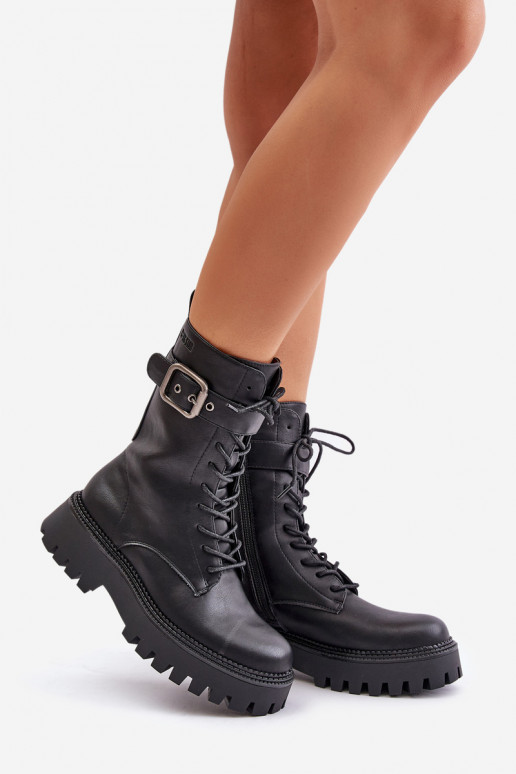 aquecimento Botins de trabalho com fivelas Big Star OO274137 cor preta