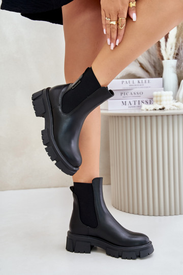 aquecimento Um modelo atraente botas elegantes de couro ecológico Big Star MM274071 cor preta