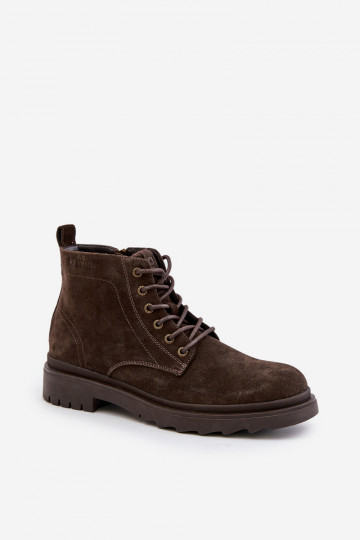 Botins masculinos forrados em camurça Para o Castelo Big Star OO174229, cor marrom