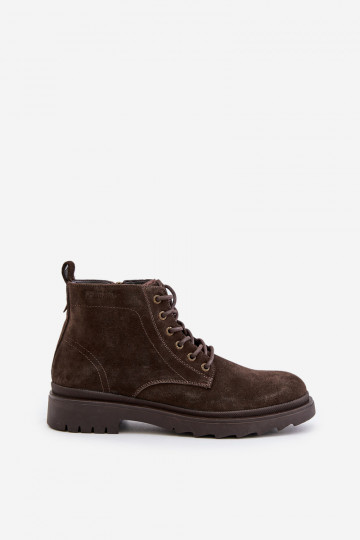 Botins masculinos forrados em camurça Para o Castelo Big Star OO174229, cor marrom 2