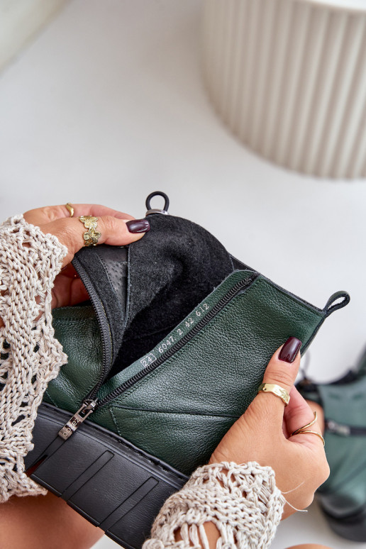 Zazoo 60472 Pele Botas com uma plataforma I Koturnie cor cáqui Zazoo 60472 Pele Botas com uma plataforma I Koturnie cor cáqui