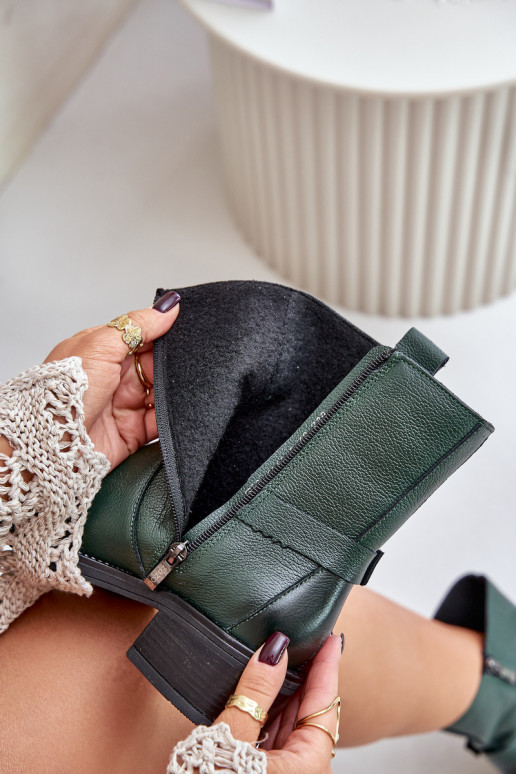 Zazoo 60480 Pele Botas De salto baixo aquecimento cor cáqui Zazoo 60480 Pele Botas De salto baixo aquecimento cor cáqui