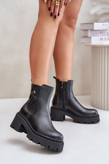 Botins em couro forrados com ornamentos Zazoo 60490, cor preta 2