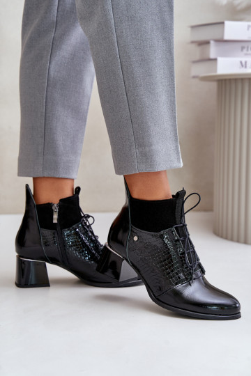 Zazoo 60503 Pele Botas com salto aquecimento cor preta