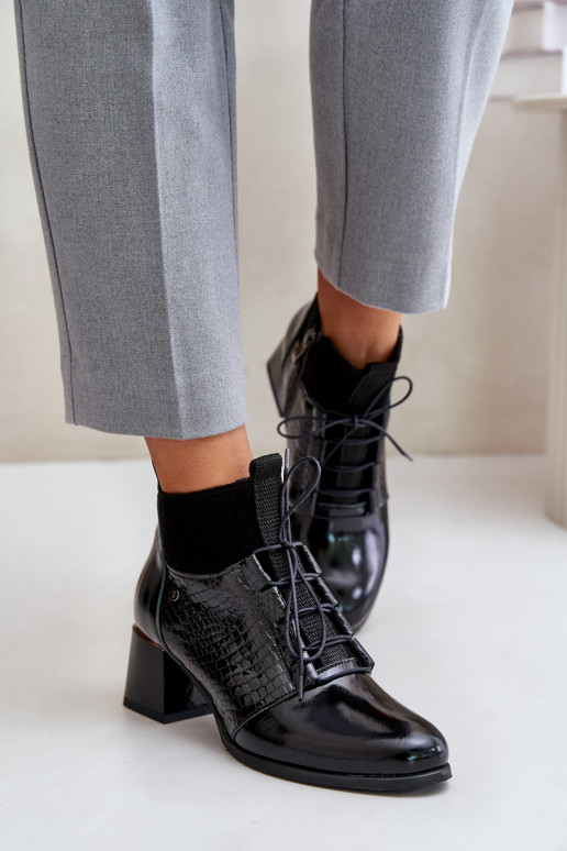 Zazoo 60503 Pele Botas com salto aquecimento cor preta Zazoo 60503 Pele Botas com salto aquecimento cor preta