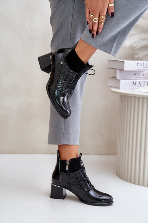 Zazoo 60503 Pele Botas com salto aquecimento cor preta Zazoo 60503 Pele Botas com salto aquecimento cor preta