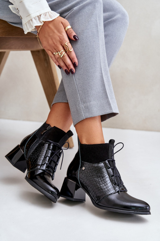 Zazoo 60503 Pele Botas com salto aquecimento cor preta Zazoo 60503 Pele Botas com salto aquecimento cor preta