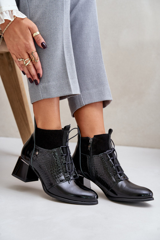 Zazoo 60503 Pele Botas com salto aquecimento cor preta Zazoo 60503 Pele Botas com salto aquecimento cor preta