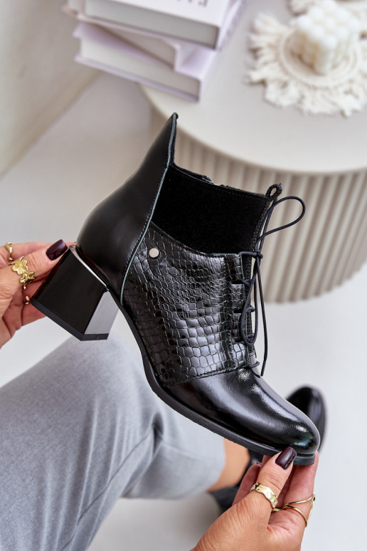 Zazoo 60503 Pele Botas com salto aquecimento cor preta Zazoo 60503 Pele Botas com salto aquecimento cor preta