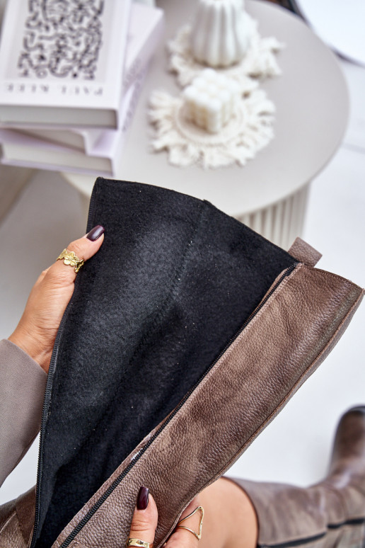 Zazoo 70141 Pele botas femininas Contra a estrada cor marrom