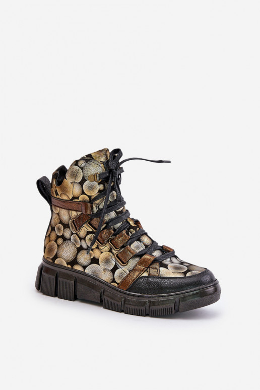 Pele isósceles Botas de amarrar Tem que serciejka 06158-25 cor dourada Pele isósceles Botas de amarrar Tem que serciejka 06158-25 cor dourada