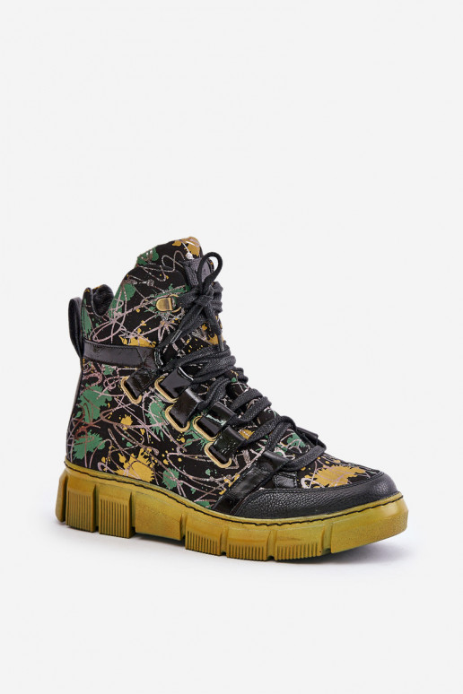 Pele isósceles Botas de amarrar Tem que serciejka 06158-07 amarelo --cor preta Pele isósceles Botas de amarrar Tem que serciejka 06158-07 amarelo --cor preta