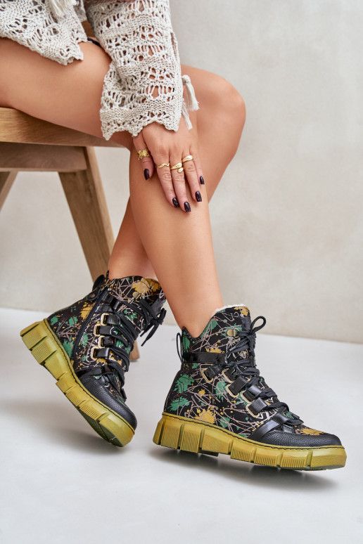 Pele isósceles Botas de amarrar Tem que serciejka 06158-07 amarelo --cor preta Pele isósceles Botas de amarrar Tem que serciejka 06158-07 amarelo --cor preta