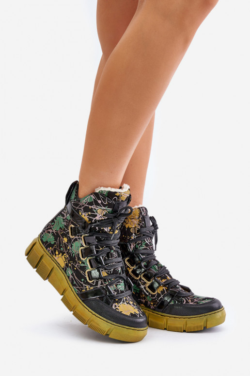 Pele isósceles Botas de amarrar Tem que serciejka 06158-07 amarelo --cor preta Pele isósceles Botas de amarrar Tem que serciejka 06158-07 amarelo --cor preta