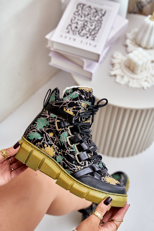 Pele isósceles Botas de amarrar Tem que serciejka 06158-07 amarelo --cor preta Pele isósceles Botas de amarrar Tem que serciejka 06158-07 amarelo --cor preta