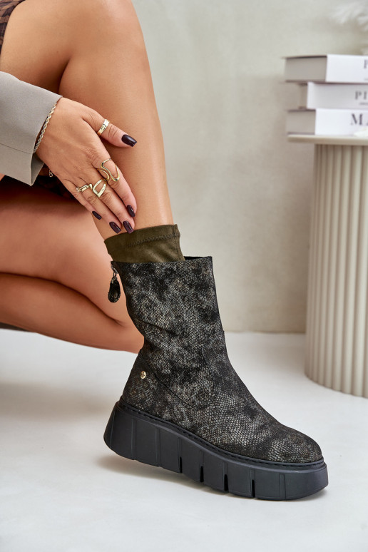 Pele Botas femininas com uma plataforma Tem que serciejka 06766-09 cor cáqui Pele Botas femininas com uma plataforma Tem que serciejka 06766-09 cor cáqui