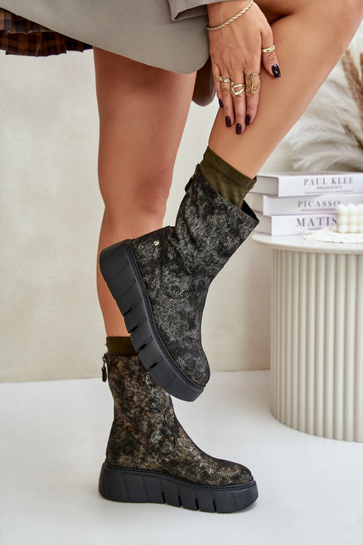 Pele Botas femininas com uma plataforma Tem que serciejka 06766-09 cor cáqui Pele Botas femininas com uma plataforma Tem que serciejka 06766-09 cor cáqui