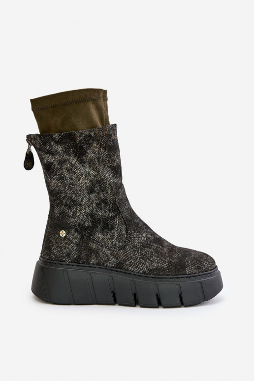 Pele Botas femininas com uma plataforma Tem que serciejka 06766-09 cor cáqui Pele Botas femininas com uma plataforma Tem que serciejka 06766-09 cor cáqui