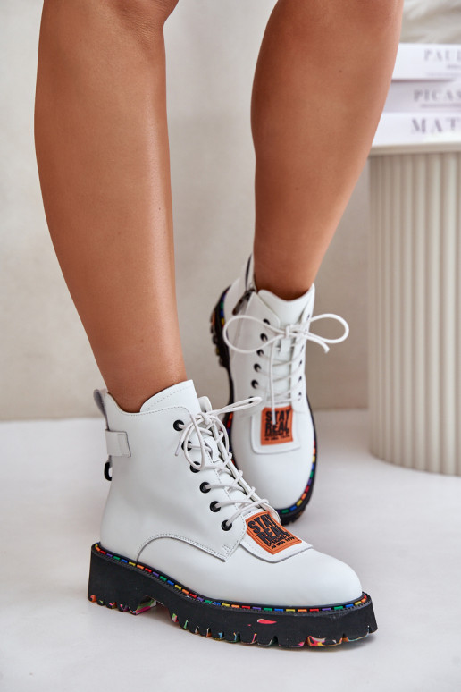 Pele Botas sapato Feminino Casal o castelo Artiker 55C0515 cor branca