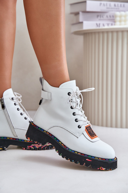 Pele Botas sapato Feminino Casal o castelo Artiker 55C0515 cor branca