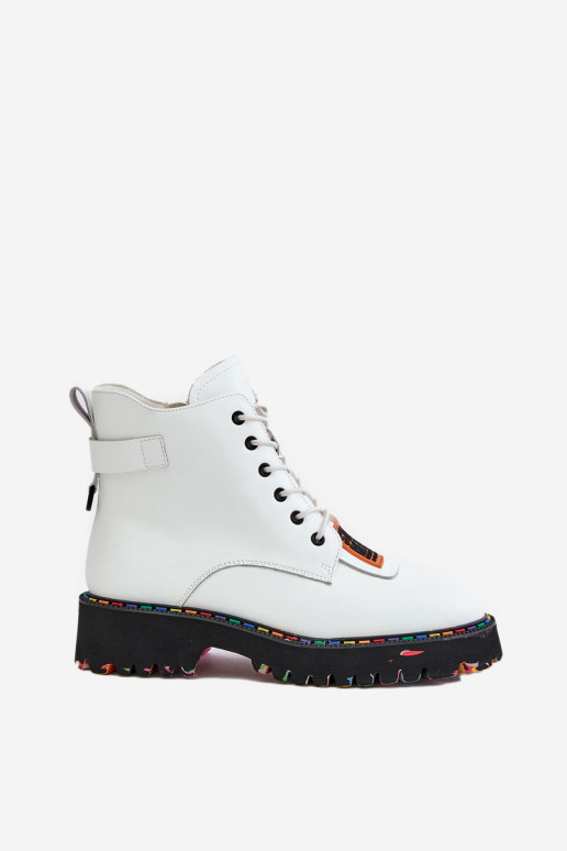 Pele Botas sapato Feminino Casal o castelo Artiker 55C0515 cor branca